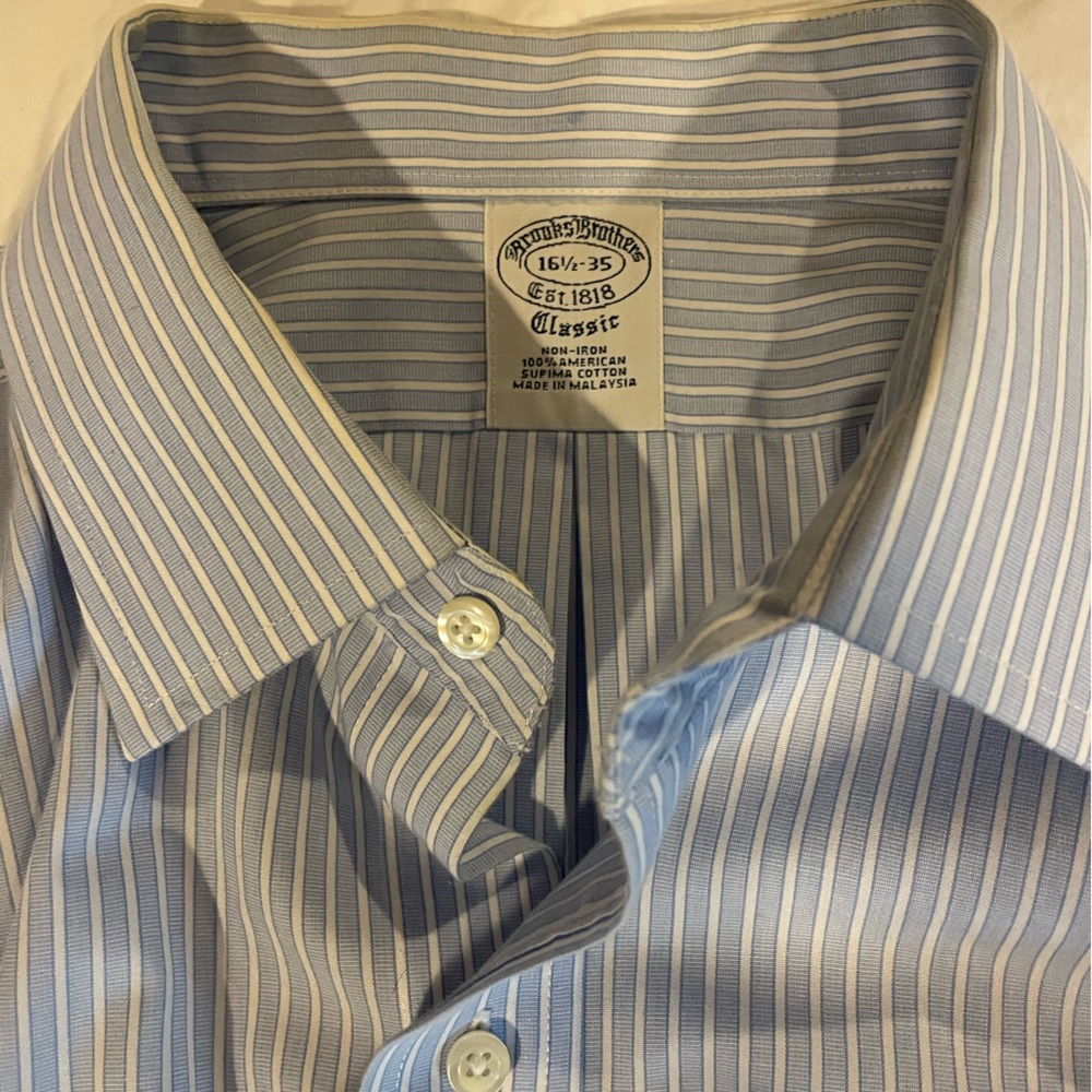 Brooks Brothers 16.5-35 Classic Non-Iron 100% American Supima Cotton dress shirt